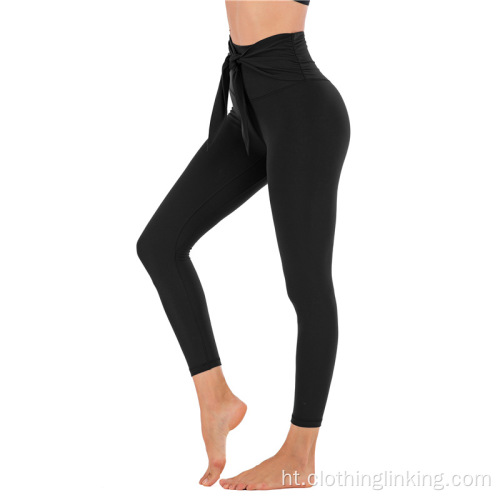 Gwo pantalon Yoga Taille ak pòch Inter